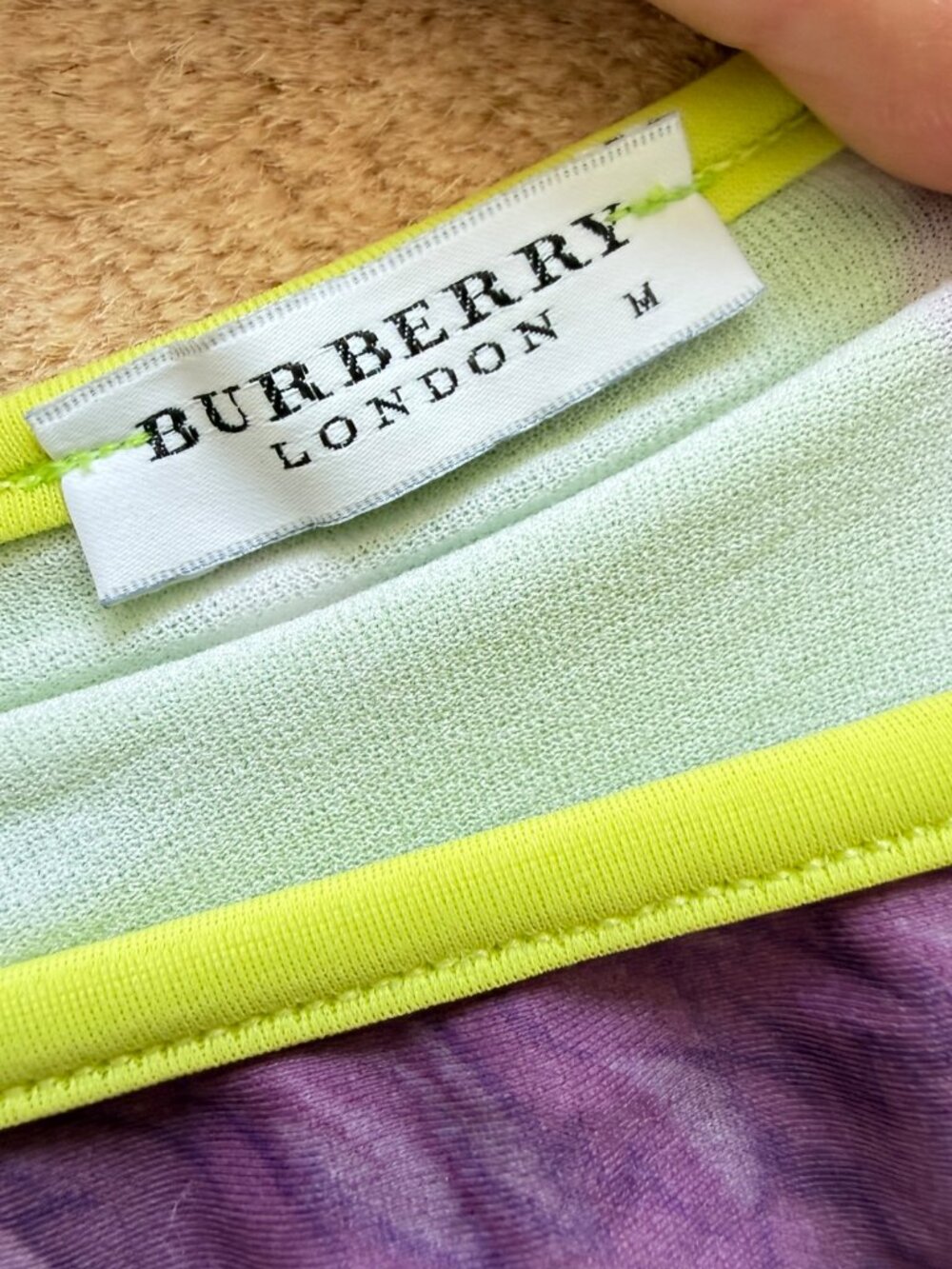 Burberry String Bikini Lime Green and Purple Floral Print Women's Medium - Picture 4 of 13